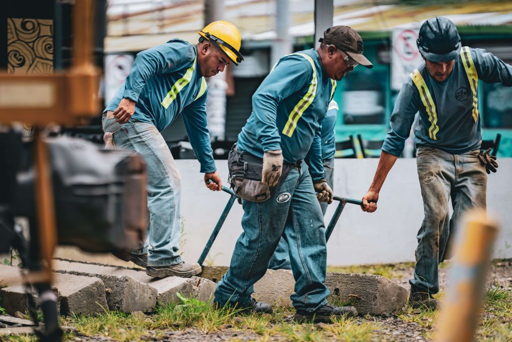 Workers at a Chicago construction site disrupting a sewer line